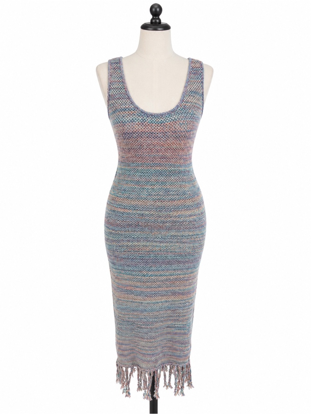 Future Collective x Alani Noelle 100% Cotton Fringe Knit Midi Dress XS